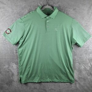 Rhoback Performance Golf Polo Shirt Mens 2XL Green Striped Emerald Society Logo